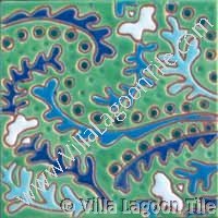 Ceramic tile with seaweed design