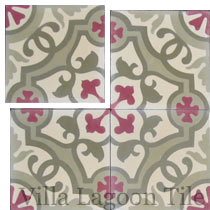 Monaco cement tile group of four tiles