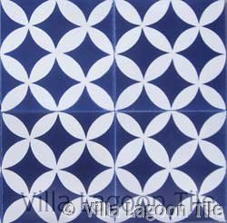 Blue and white cement tiles