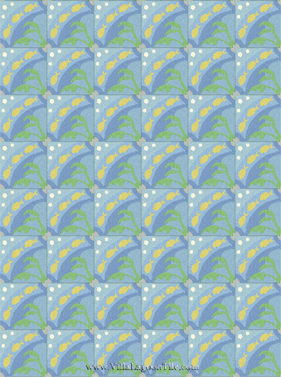 Encaustic tile floor, Pescado Azul Tile Non-Rotated