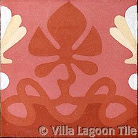 Antique border tile in terra cotta colors