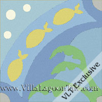 Pescado azul Encaustic Tile