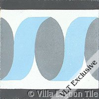 Ribbon Border Blue Frost Cement Tile