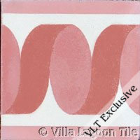 Ribbon Corner Tile in Coral