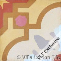 Savona tile in coral and terra cottas