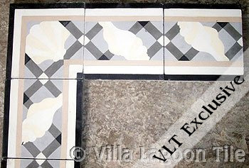Cement tile borderin greys