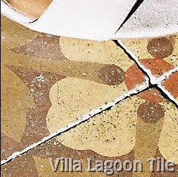 Close up photo of antique tile floor in urban outfitter catalog