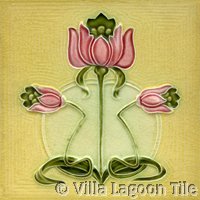sunny yellow floral art nouveau tile