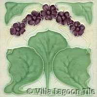 purple violets art nouveau tile