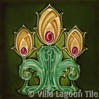 Dark Green Art Nouveau Tile