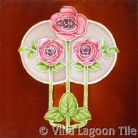 Pink Rose Art Nouveau Tile