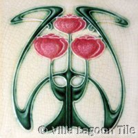 Pink Tuplis Art Nouveau Tile
