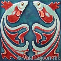Stylized fish on art tile