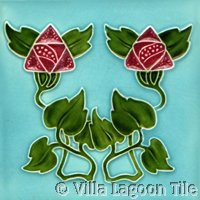 turquoise floral tile