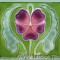 Violet flower Art Nouveau Reproduction Ceramic Tile