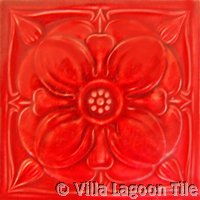 red relief art nouveau tile