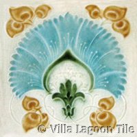 light blue flower art nouveau tile