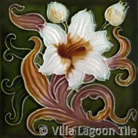 dark olive green art nouveau tile