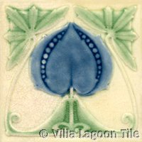 soft faded cream and green art nouveau tile