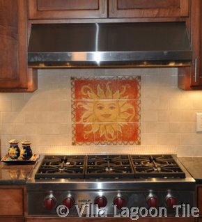 kitchen backsplash tile with sunshine