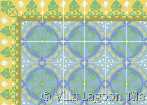Foilage Border Sunshine w/ Pescard Cement Tile