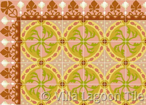 fish design tile and sea shell border tile