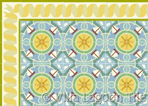 beach house tile with cute sailboat design