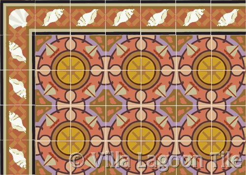 sailboat tile with sea nautical  border
