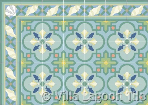sea shell tile design rug
