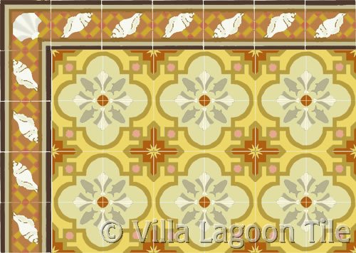 Coral tone cement tiles