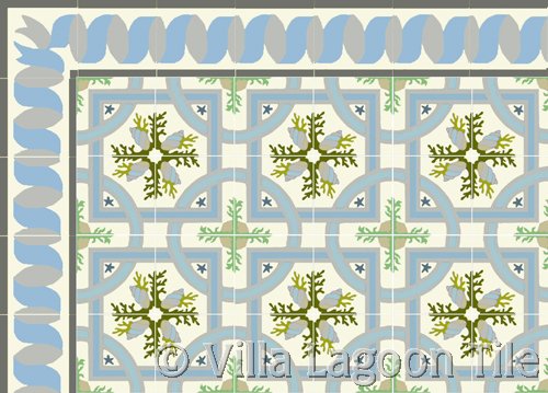 cuban tile in tropical sea shell designs