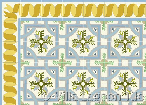 italain style tile inlayed color and patterned border