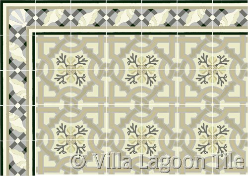 Cuban Floor Tile with Sea shell Border Tile