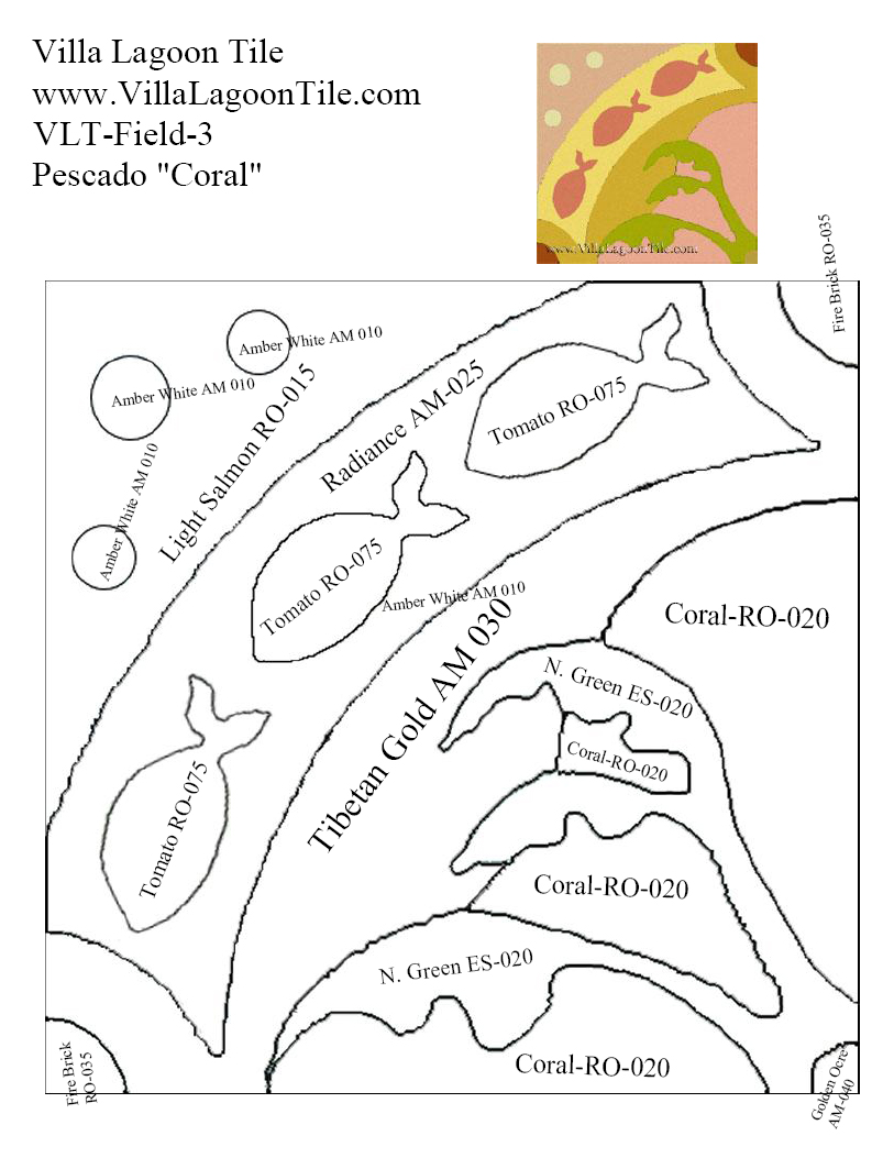 Pescado Coral color map of cement tile