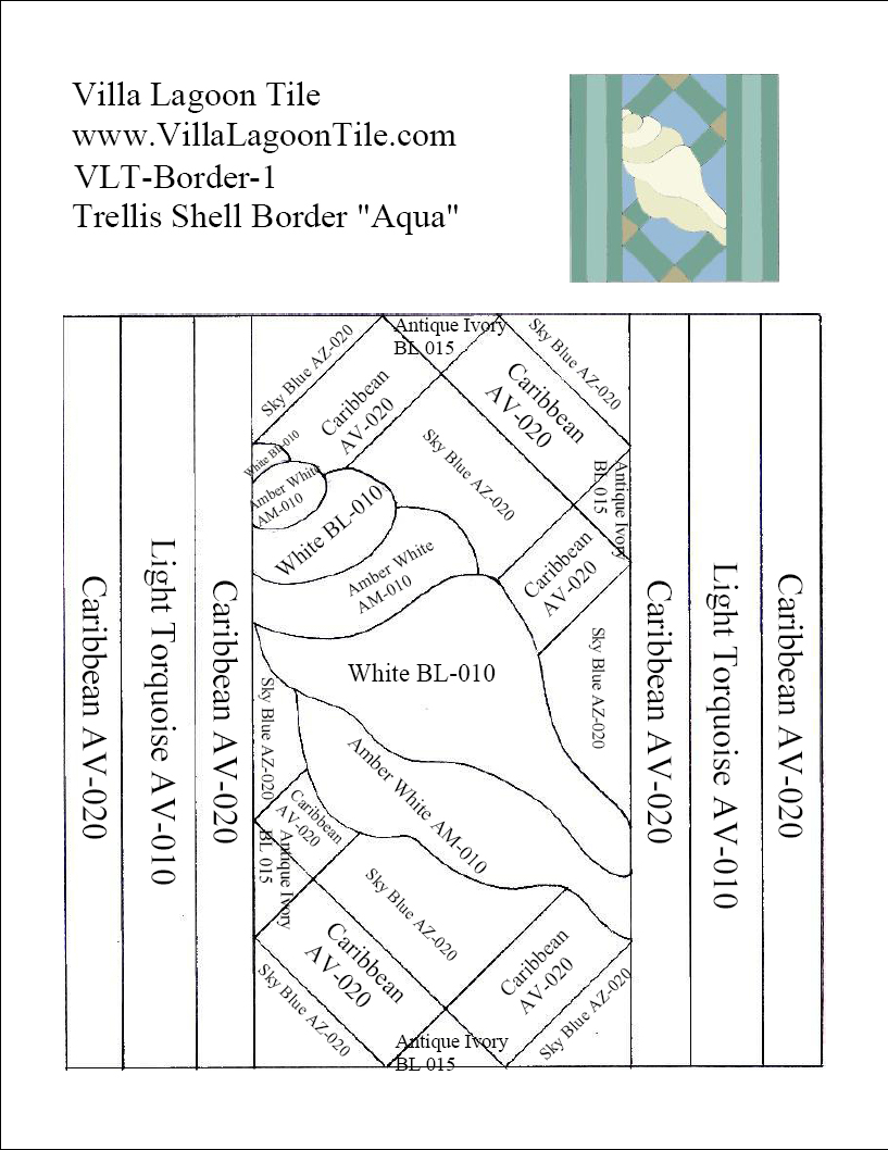 Color map of trellis shell aqua cement tile