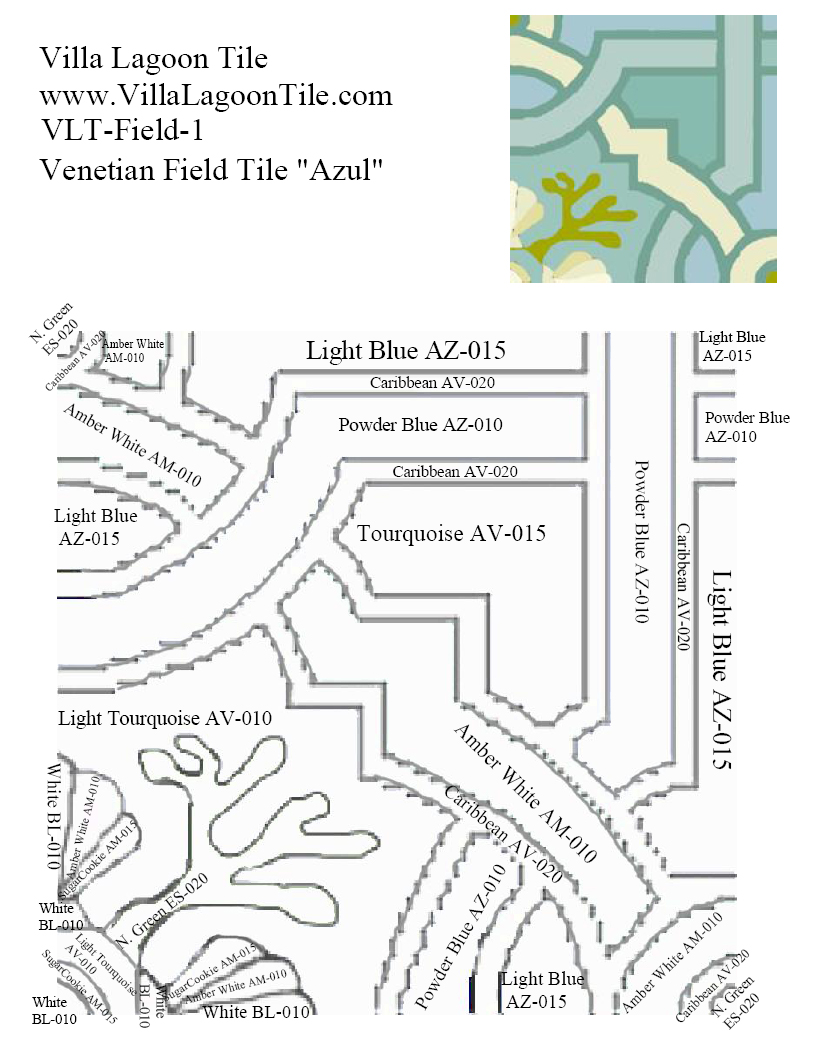 Color map of Venetian Azul cement tile.