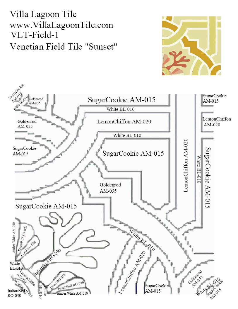 Color map of Venetian Sunset cement tile.