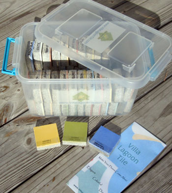 Cement tile color chips and case