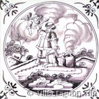 Delft Biblical Tile in Purple