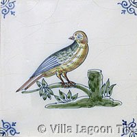 delft tiles with birds