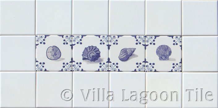 Blue sea shells tile