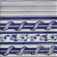 Blue and white tile border