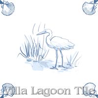 Coastal seashore crane tile