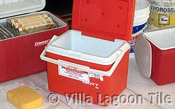 Draining cement tile during installation