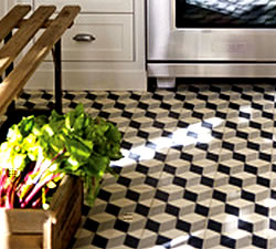 Blocks tri-color cement tile close up photo