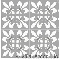 Liz grey white fleur de lis tile in grey and white