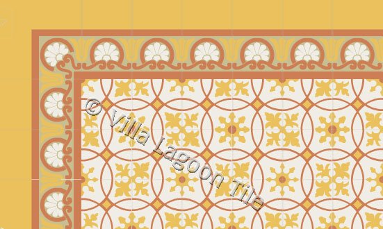 Encaustic cement tile floor sections