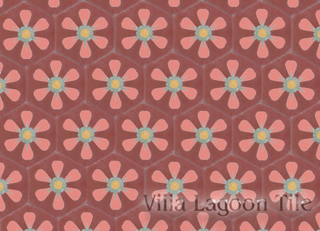 Daisy flower hex cement tile