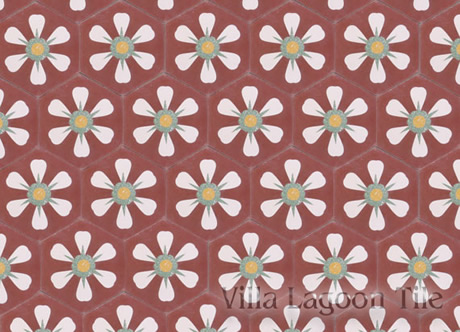 Hex tile with flower pattern