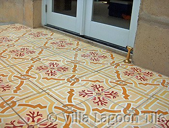 Cement tile on entranceway